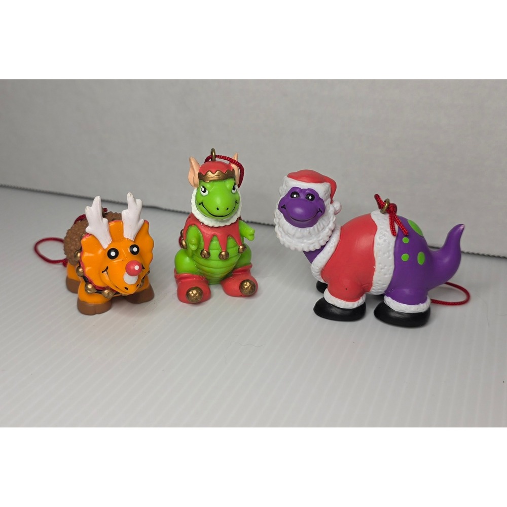 Vintage Christmas Dinosaur Ornaments Lot‎ House of Lloyd 1993 Preowned